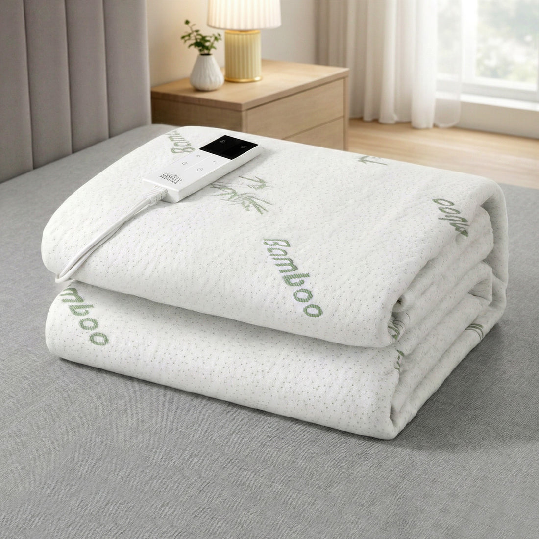 Giselle Electric Blanket Bamboo Fabric Single Fitted Heated Pad Underlay Washable Winter-Home &amp; Garden > Bedding > Blankets &amp; Throws-PEROZ Accessories