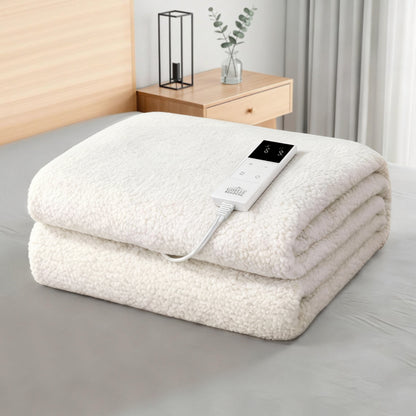 Giselle Electric Blanket LED Remote Sherpa Fleece Underlay Fully Fitted Machine Washable King Single-Home &amp; Garden > Bedding > Blankets &amp; Throws-PEROZ Accessories