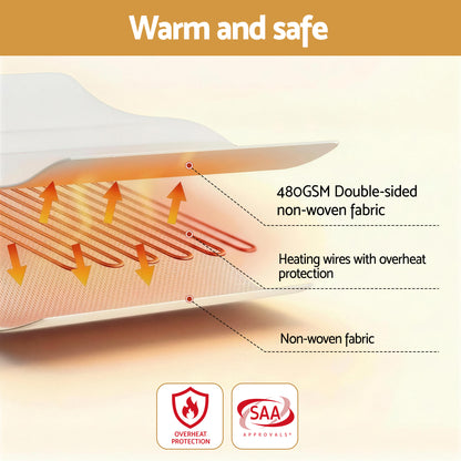 Giselle Electric Blanket King Single Heated Fully Fitted Washable Pad Winter Warm-Home &amp; Garden > Bedding > Blankets &amp; Throws-PEROZ Accessories