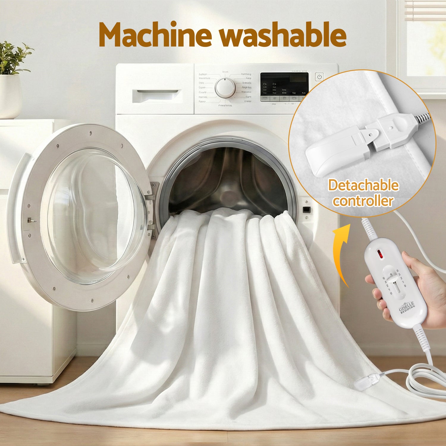 Giselle Electric Blanket King Single Heated Fully Fitted Washable Pad Winter Warm-Home &amp; Garden > Bedding > Blankets &amp; Throws-PEROZ Accessories