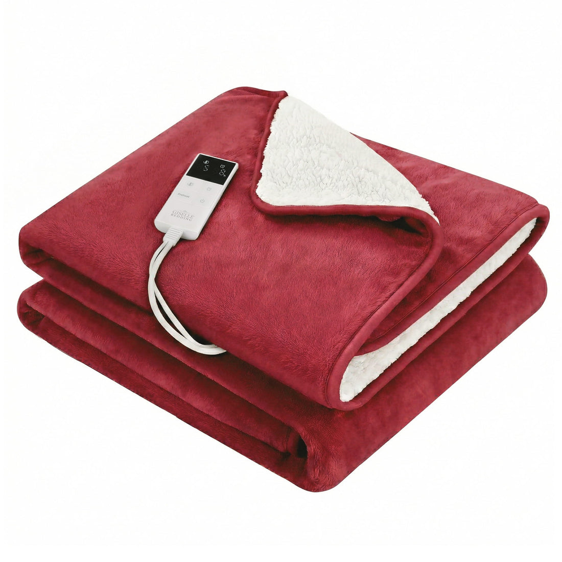 Giselle Electric Throw Rug Double Size 200x180cm Fleece Flannel Heated Blanket Burgundy-Home &amp; Garden > Bedding > Blankets &amp; Throws-PEROZ Accessories