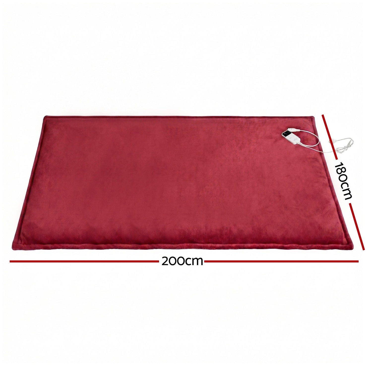 Giselle Electric Throw Rug Double Size 200x180cm Fleece Flannel Heated Blanket Burgundy-Home &amp; Garden > Bedding > Blankets &amp; Throws-PEROZ Accessories