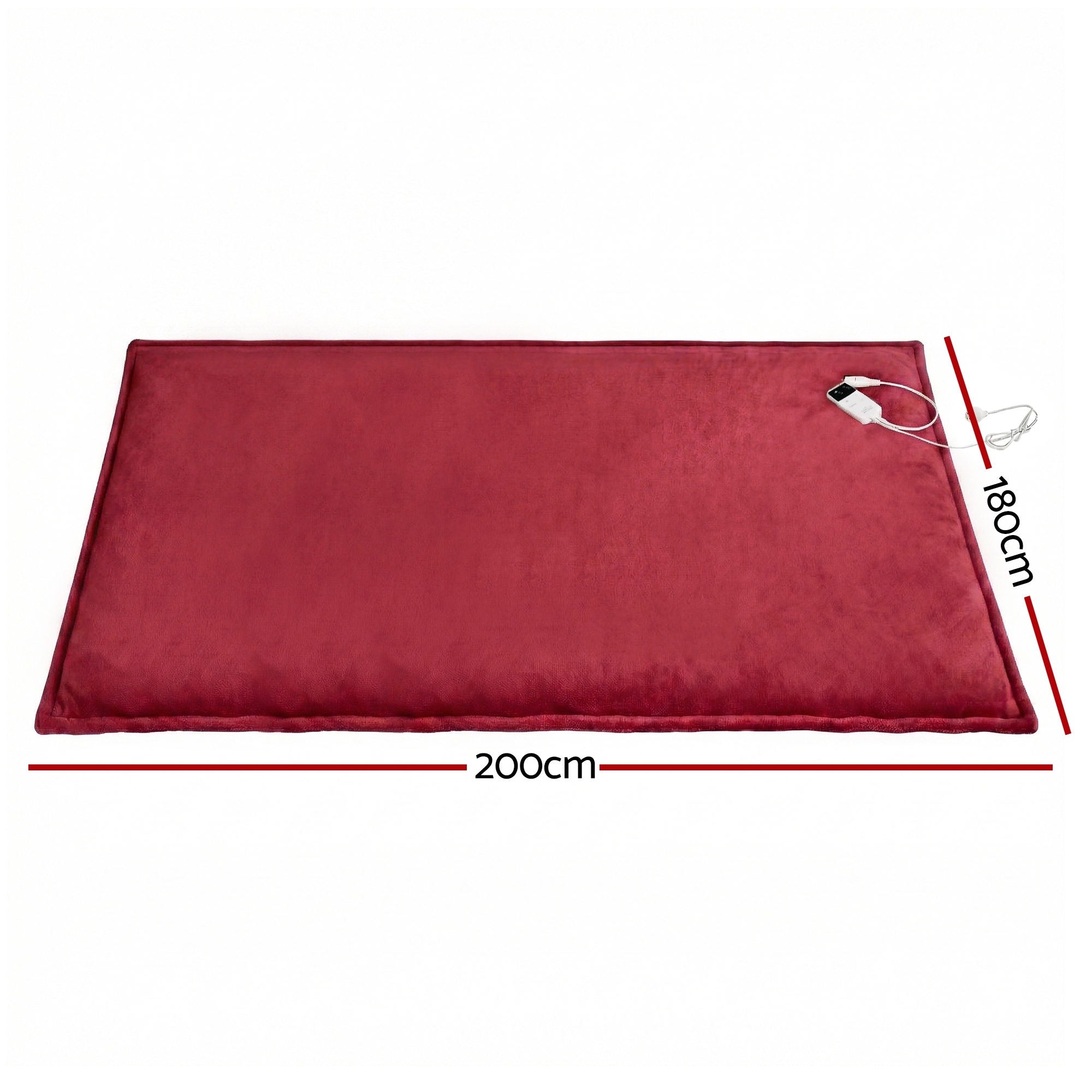 Giselle Electric Throw Rug Double Size 200x180cm Fleece Flannel Heated Blanket Burgundy-Home &amp; Garden > Bedding > Blankets &amp; Throws-PEROZ Accessories