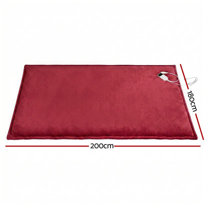 Giselle Electric Throw Rug Double Size 200x180cm Fleece Flannel Heated Blanket Burgundy-Home &amp; Garden > Bedding > Blankets &amp; Throws-PEROZ Accessories