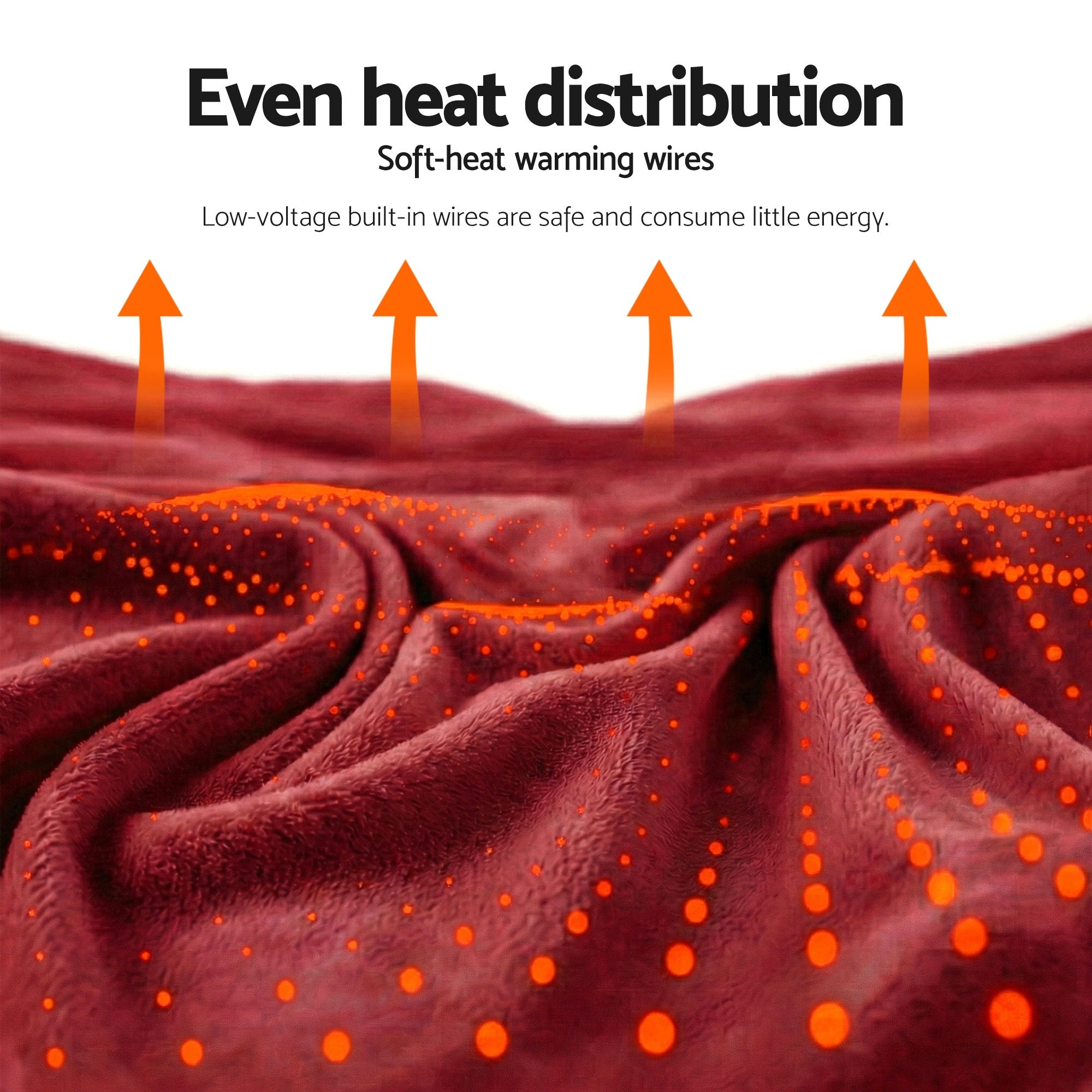 Giselle Electric Throw Rug Double Size 200x180cm Fleece Flannel Heated Blanket Burgundy-Home &amp; Garden > Bedding > Blankets &amp; Throws-PEROZ Accessories