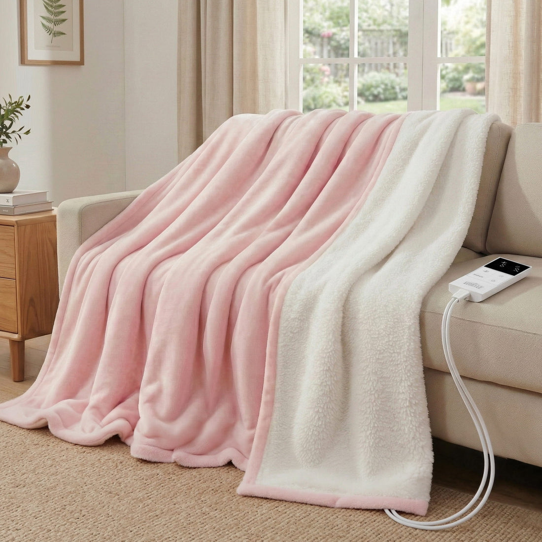 Giselle Electric Throw Rug Double Size 200x180cm Fleece Flannel Heated Blanket Pink-Home &amp; Garden > Bedding > Blankets &amp; Throws-PEROZ Accessories