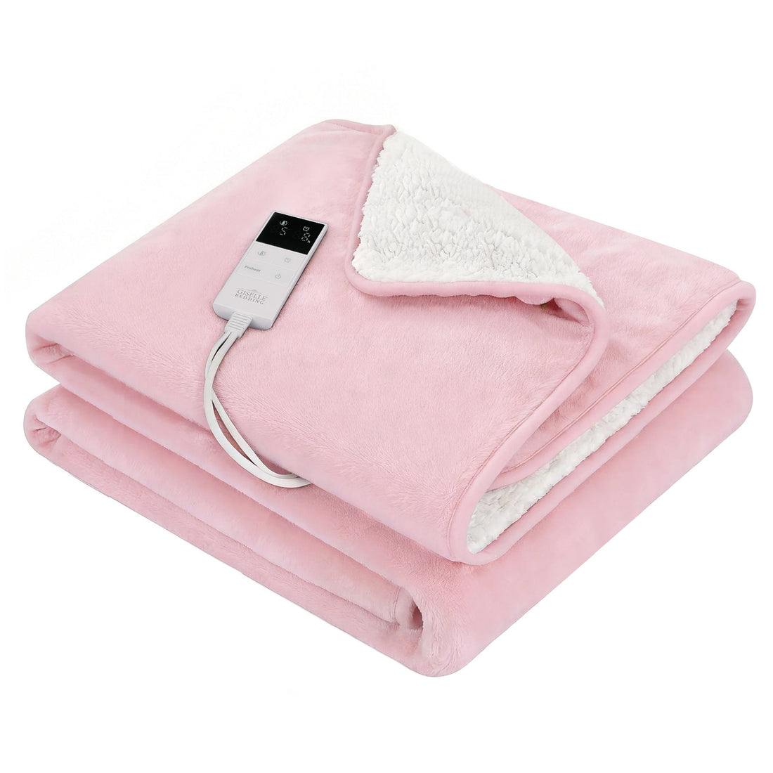 Giselle Electric Throw Rug Double Size 200x180cm Fleece Flannel Heated Blanket Pink-Home &amp; Garden > Bedding > Blankets &amp; Throws-PEROZ Accessories
