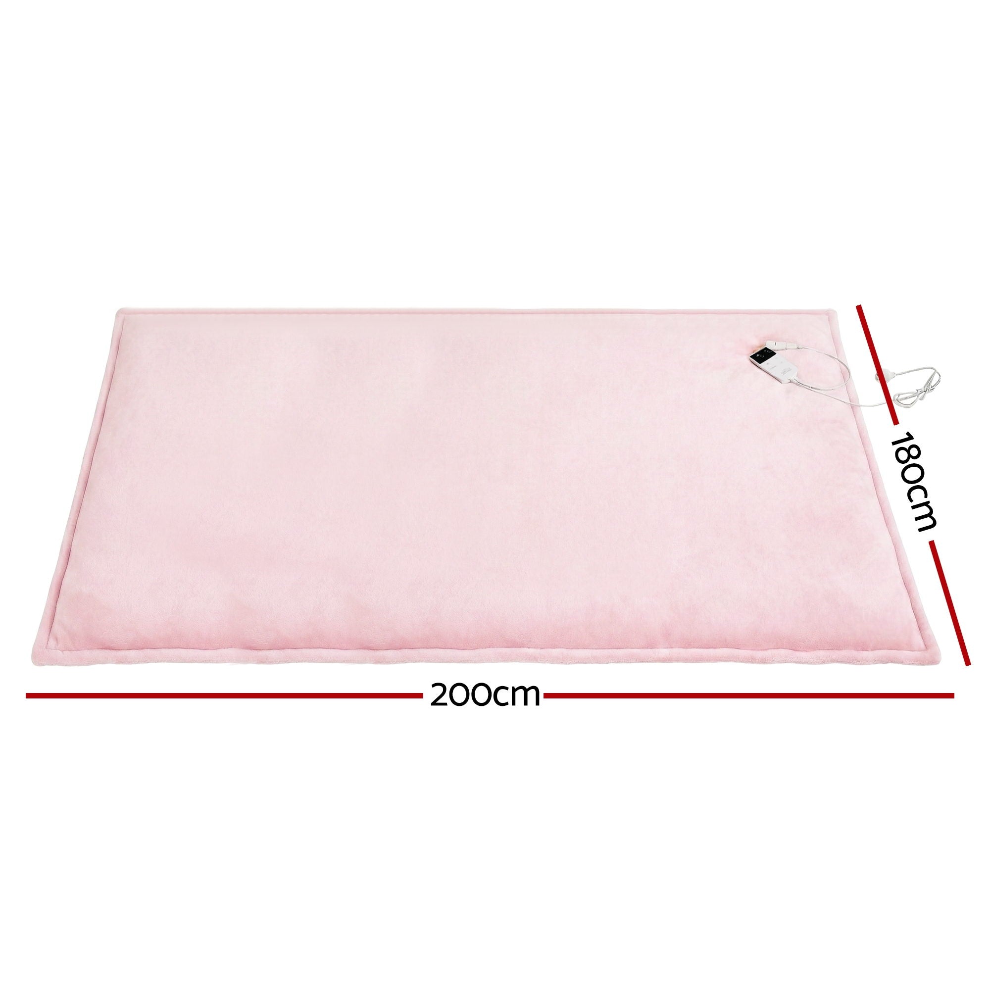 Giselle Electric Throw Rug Double Size 200x180cm Fleece Flannel Heated Blanket Pink-Home &amp; Garden > Bedding > Blankets &amp; Throws-PEROZ Accessories
