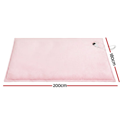 Giselle Electric Throw Rug Double Size 200x180cm Fleece Flannel Heated Blanket Pink-Home &amp; Garden > Bedding > Blankets &amp; Throws-PEROZ Accessories