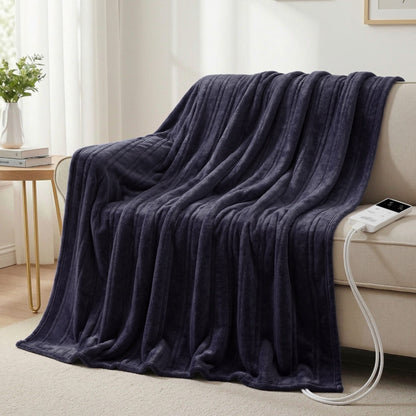Giselle Electric Throw Rug Double Size 200x180cm Coral Fleece Heated Blanket Charcoal-Home &amp; Garden > Bedding > Blankets &amp; Throws-PEROZ Accessories
