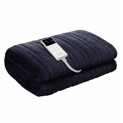 Giselle Electric Throw Rug Double Size 200x180cm Coral Fleece Heated Blanket Charcoal-Home &amp; Garden > Bedding > Blankets &amp; Throws-PEROZ Accessories