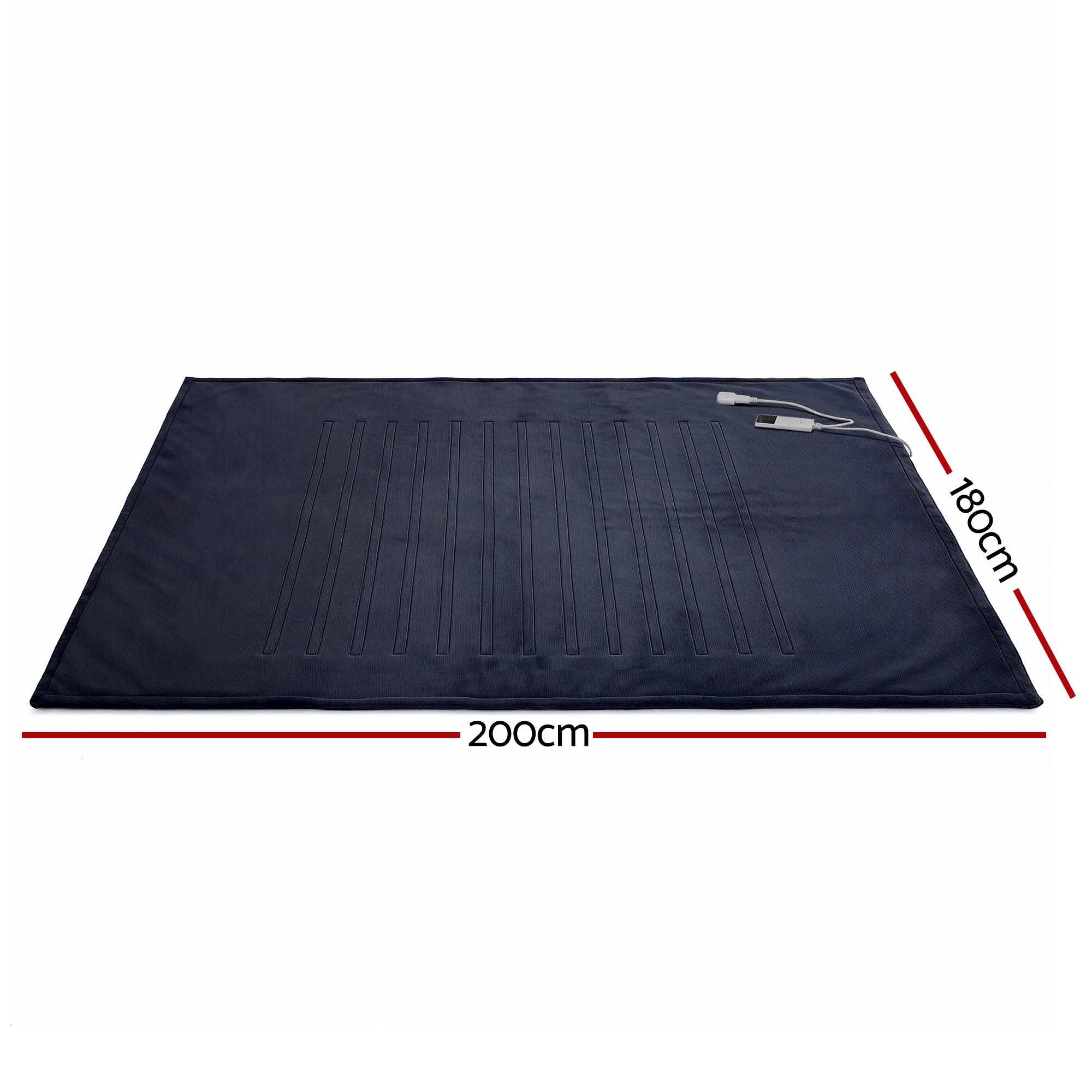 Giselle Electric Throw Rug Double Size 200x180cm Coral Fleece Heated Blanket Charcoal-Home &amp; Garden > Bedding > Blankets &amp; Throws-PEROZ Accessories