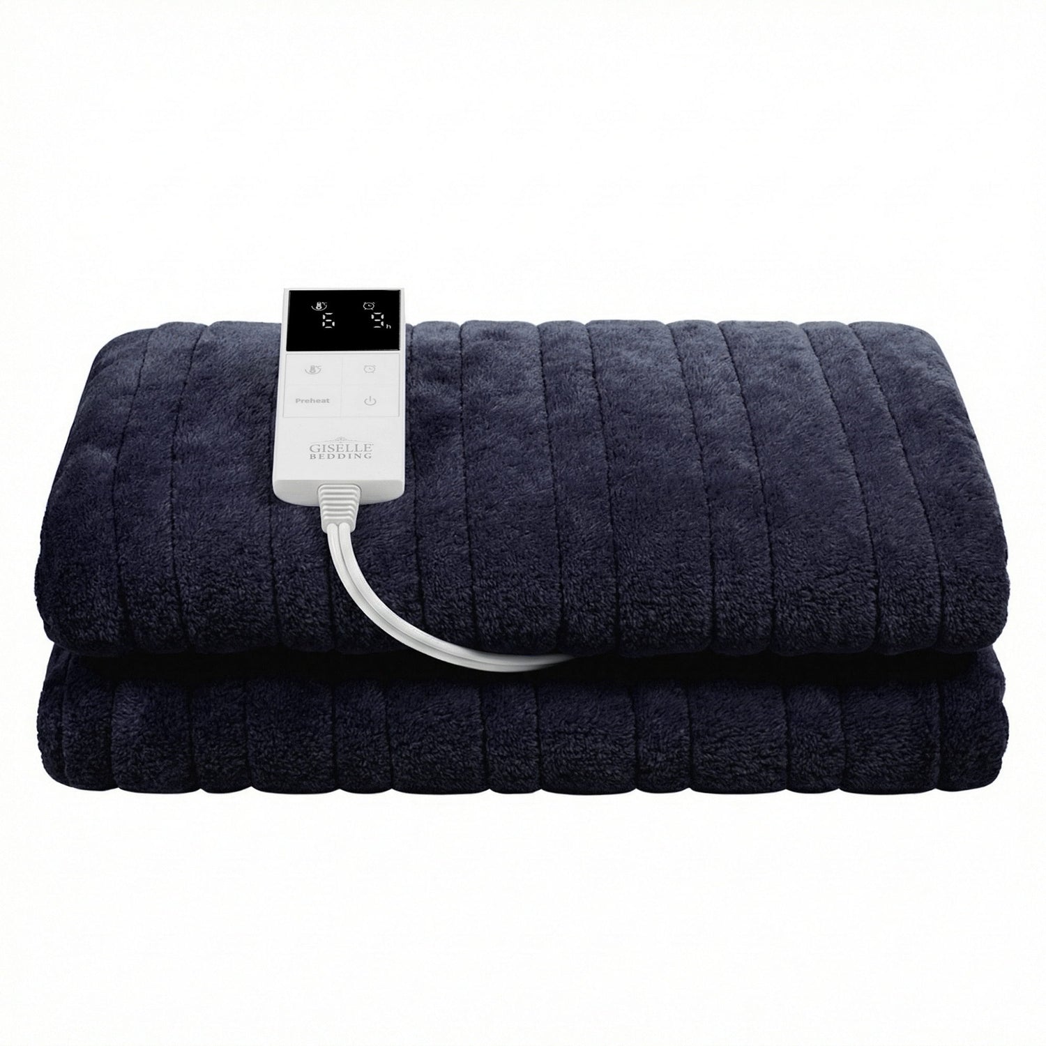 Giselle Electric Throw Rug Double Size 200x180cm Coral Fleece Heated Blanket Charcoal-Home &amp; Garden > Bedding > Blankets &amp; Throws-PEROZ Accessories