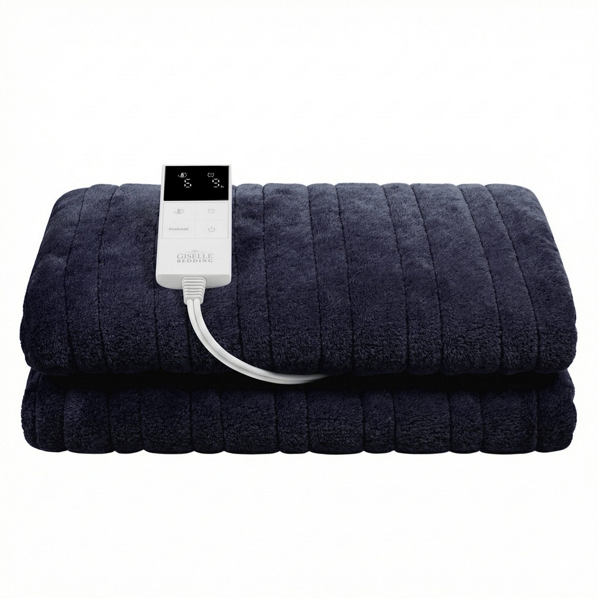 Giselle Electric Throw Rug Double Size 200x180cm Coral Fleece Heated Blanket Charcoal-Home &amp; Garden > Bedding > Blankets &amp; Throws-PEROZ Accessories