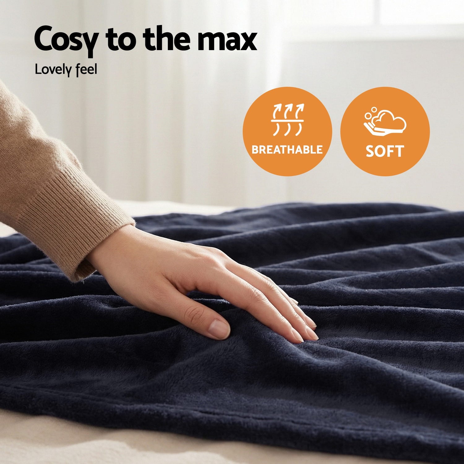 Giselle Electric Throw Rug Double Size 200x180cm Coral Fleece Heated Blanket Charcoal-Home &amp; Garden > Bedding > Blankets &amp; Throws-PEROZ Accessories