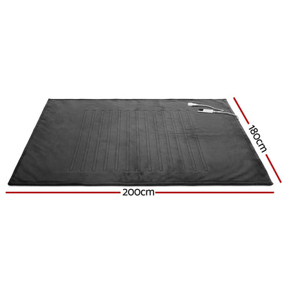 Giselle Electric Throw Rug Double Size 200x180cm Coral Fleece Heated Blanket Grey-Home &amp; Garden > Bedding > Blankets &amp; Throws-PEROZ Accessories