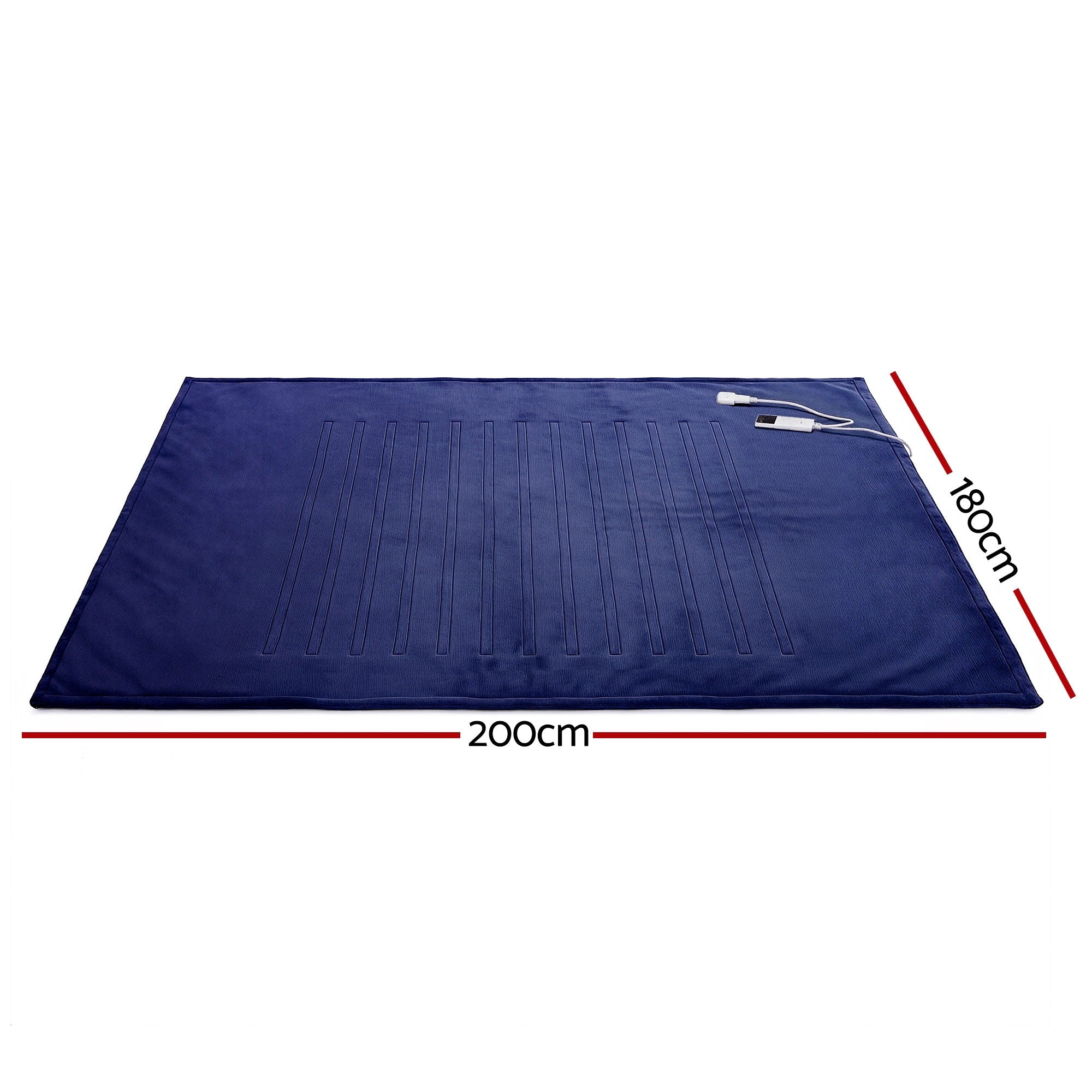 Giselle Electric Throw Rug Double Size 200x180cm Coral Fleece Heated Blanket Navy Blue-Home &amp; Garden > Bedding > Blankets &amp; Throws-PEROZ Accessories