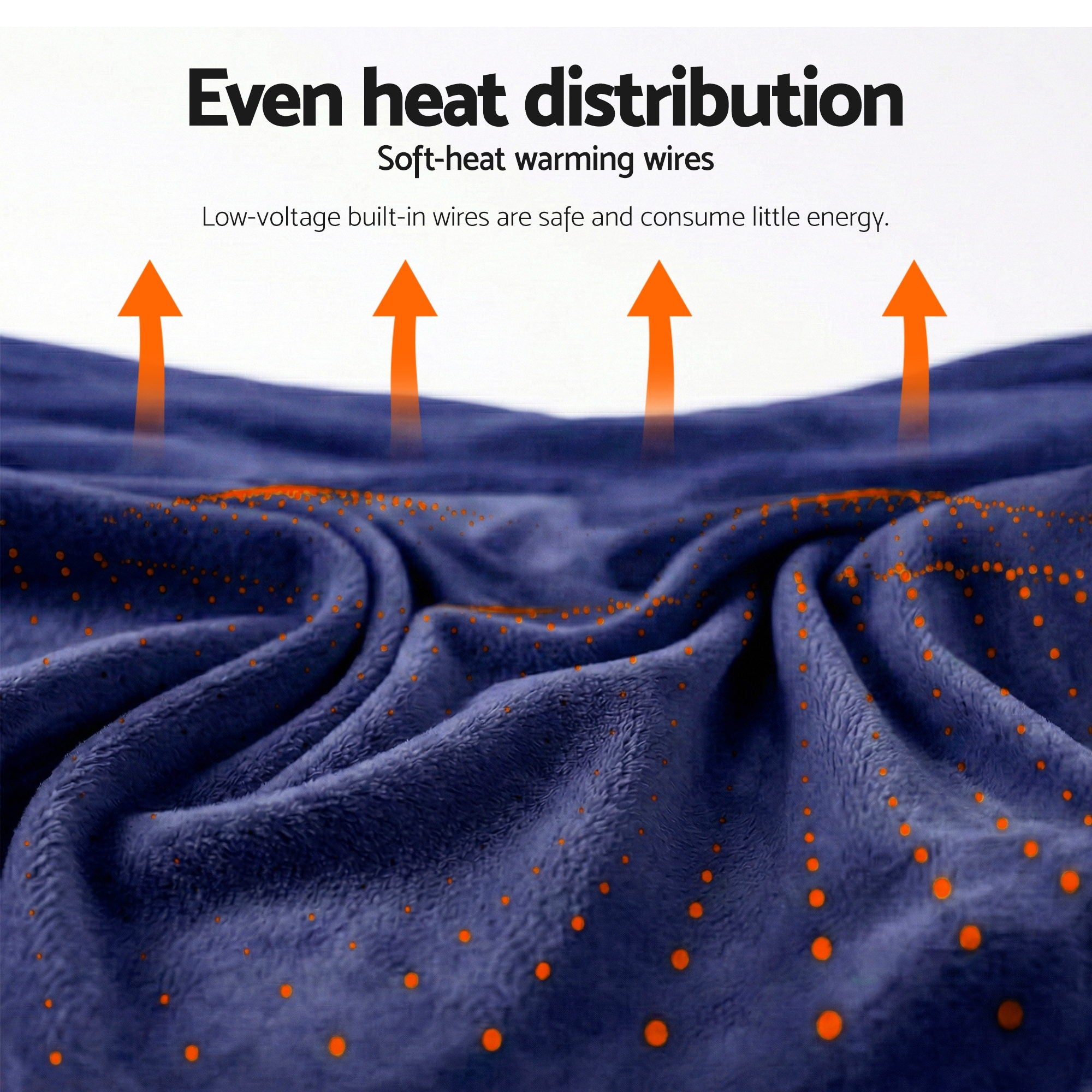 Giselle Electric Throw Rug Double Size 200x180cm Coral Fleece Heated Blanket Navy Blue-Home &amp; Garden > Bedding > Blankets &amp; Throws-PEROZ Accessories
