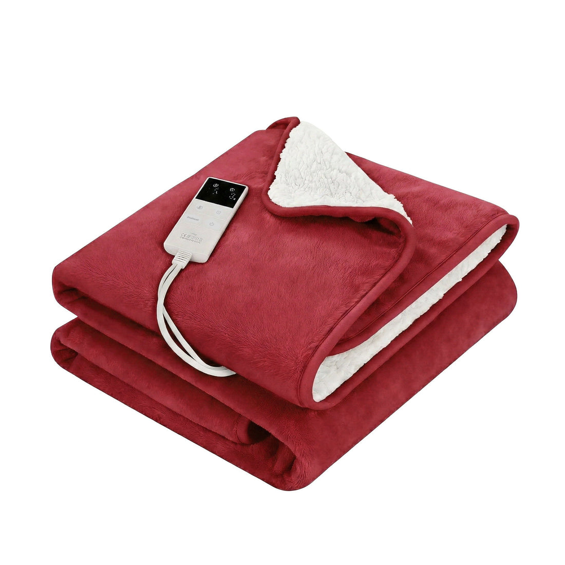 Giselle Electric Throw Rug Dual Side Fleece Flannel Heated Blanket Burgundy-Home &amp; Garden > Bedding > Blankets &amp; Throws-PEROZ Accessories