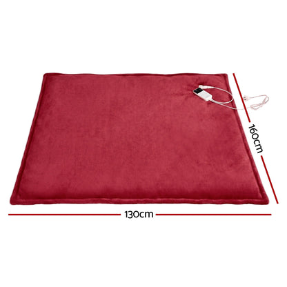 Giselle Electric Throw Rug Dual Side Fleece Flannel Heated Blanket Burgundy-Home &amp; Garden > Bedding > Blankets &amp; Throws-PEROZ Accessories