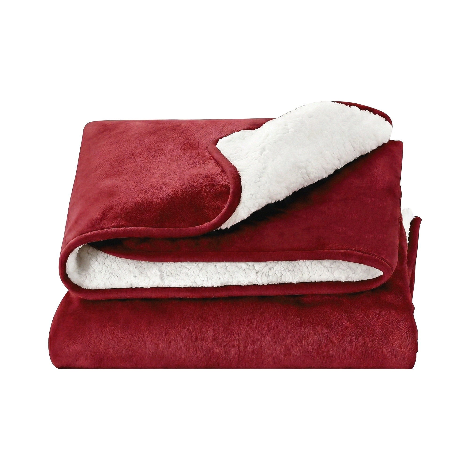 Giselle Electric Throw Rug Dual Side Fleece Flannel Heated Blanket Burgundy-Home &amp; Garden > Bedding > Blankets &amp; Throws-PEROZ Accessories
