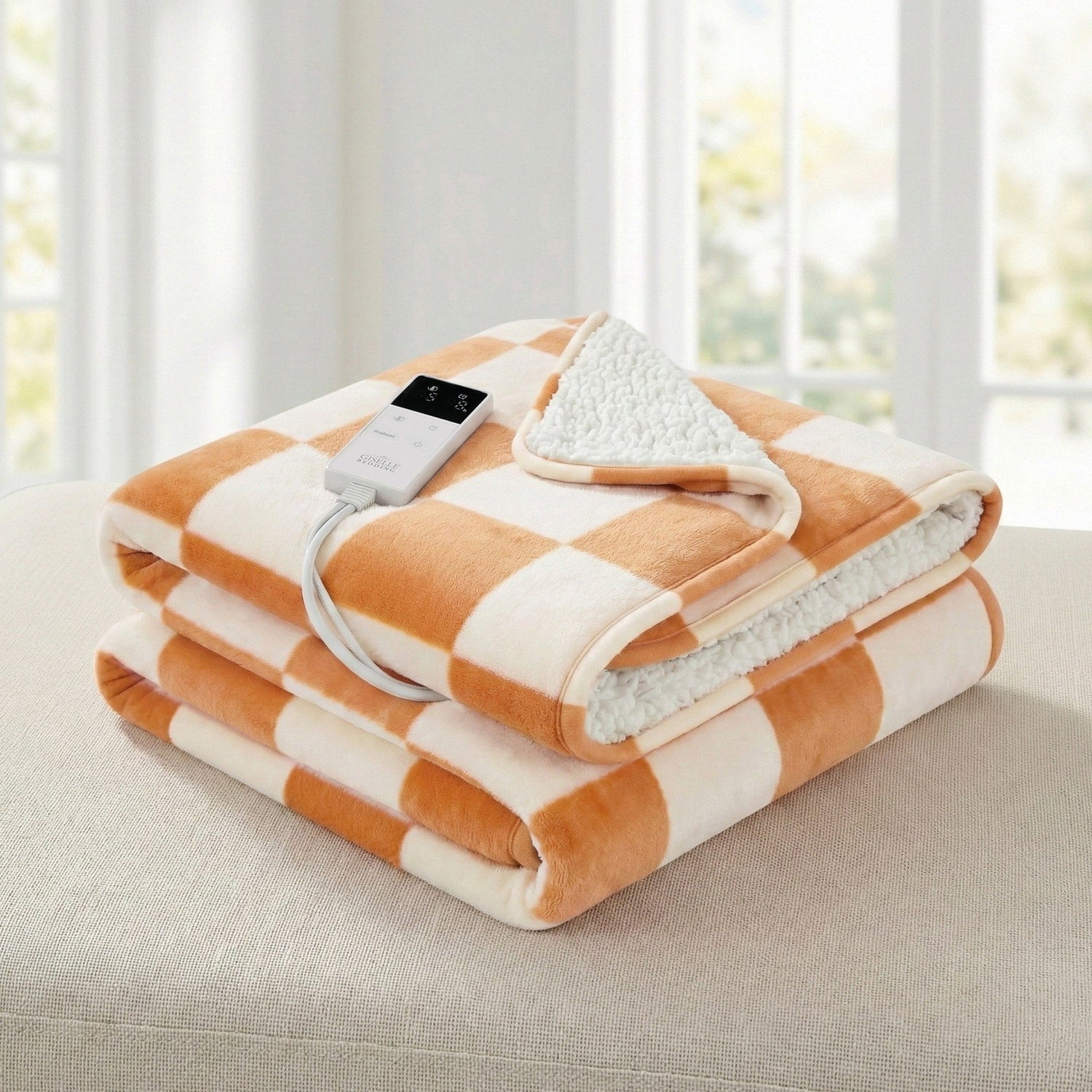 Giselle Electric Throw Rug Dual Side Fleece Flannel Heated Blanket Yellow-Home &amp; Garden > Bedding > Blankets &amp; Throws-PEROZ Accessories