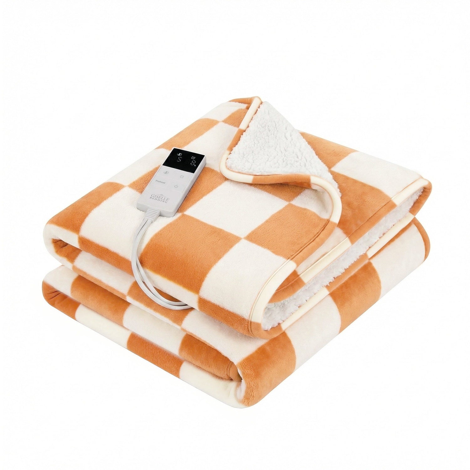 Giselle Electric Throw Rug Dual Side Fleece Flannel Heated Blanket Yellow-Home &amp; Garden > Bedding > Blankets &amp; Throws-PEROZ Accessories