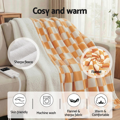 Giselle Electric Throw Rug Dual Side Fleece Flannel Heated Blanket Yellow-Home &amp; Garden > Bedding > Blankets &amp; Throws-PEROZ Accessories