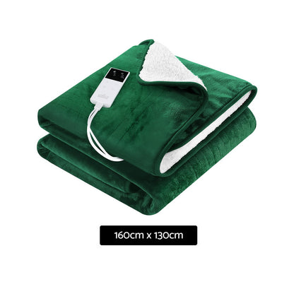 Giselle Electric Throw Rug Heated Blanket Double Sided Green-Home &amp; Garden &gt; Bedding &gt; Blankets &amp; Throws-PEROZ Accessories