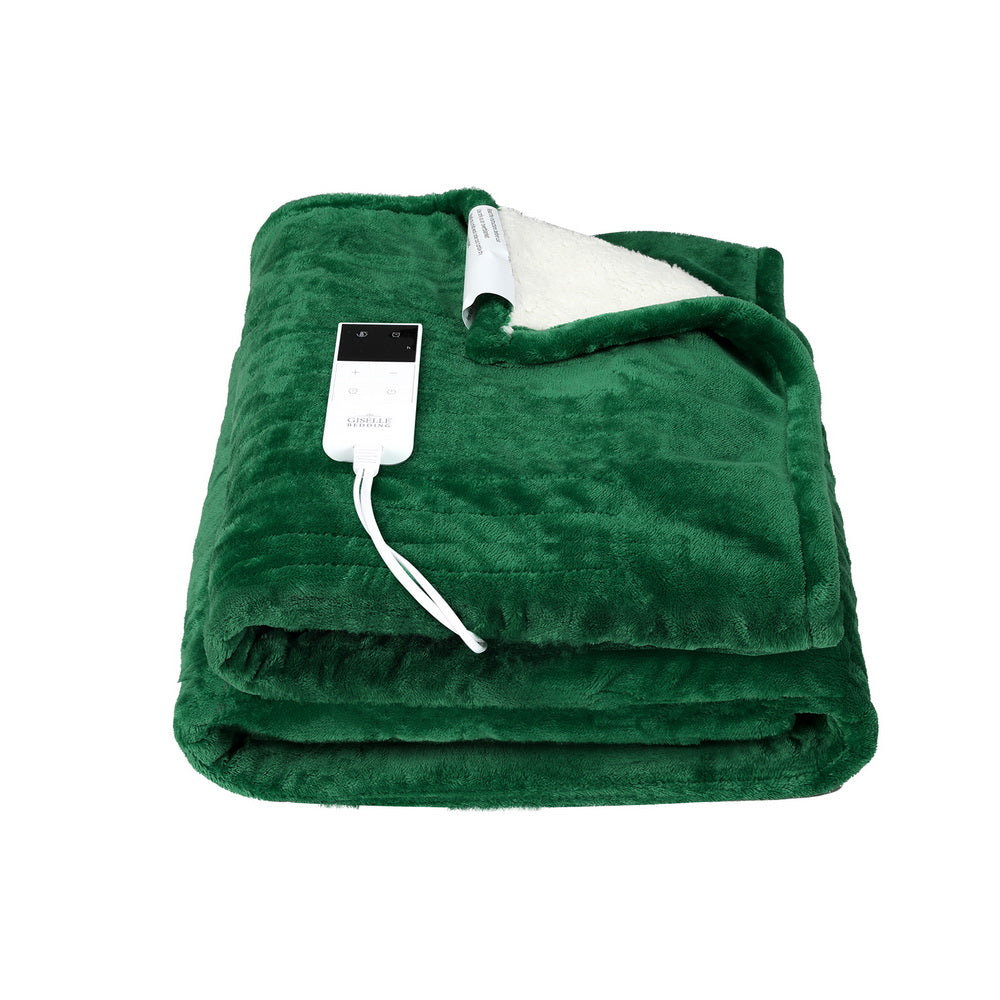 Giselle Electric Throw Rug Heated Blanket Double Sided Green-Home &amp; Garden &gt; Bedding &gt; Blankets &amp; Throws-PEROZ Accessories