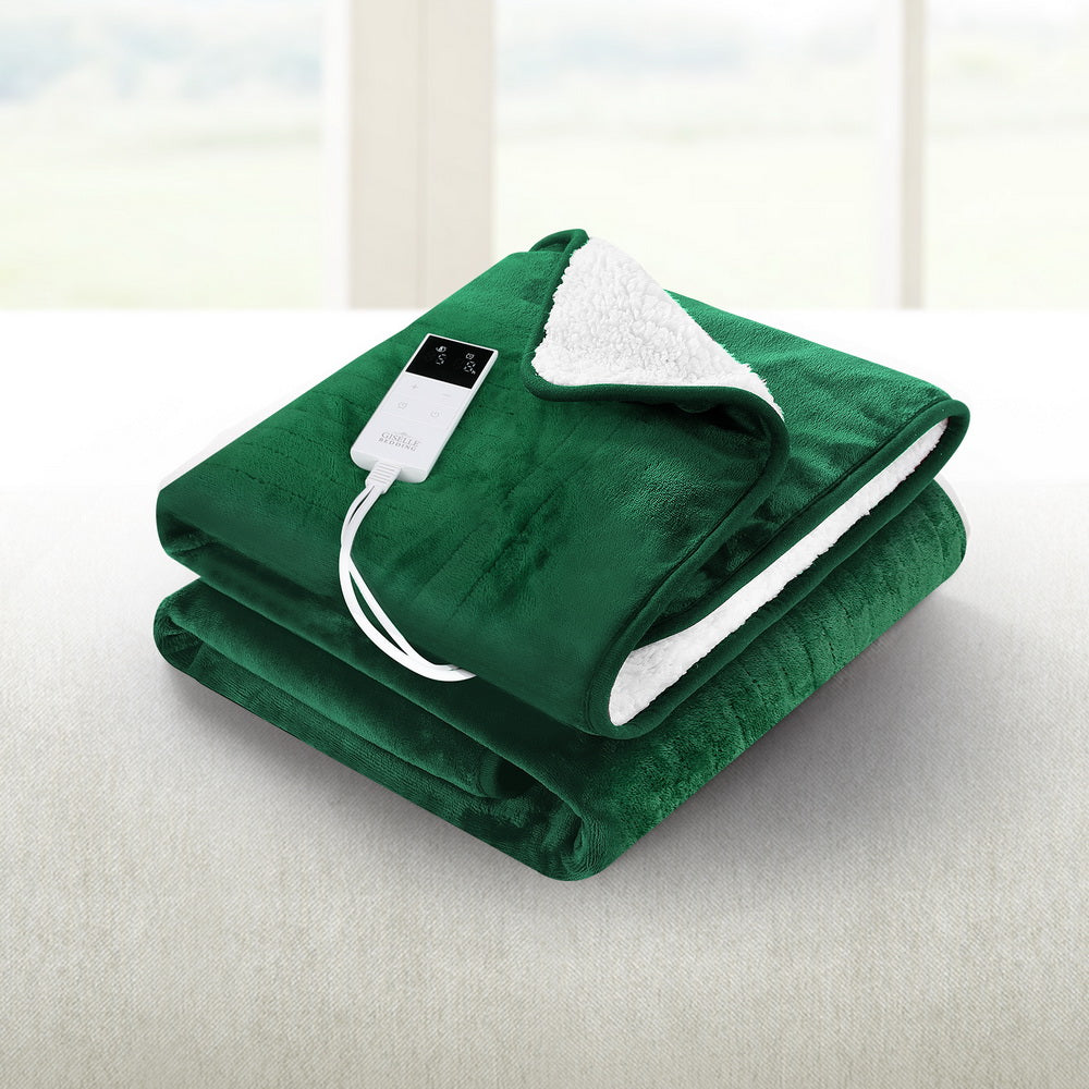 Giselle Electric Throw Rug Heated Blanket Double Sided Green-Home &amp; Garden &gt; Bedding &gt; Blankets &amp; Throws-PEROZ Accessories