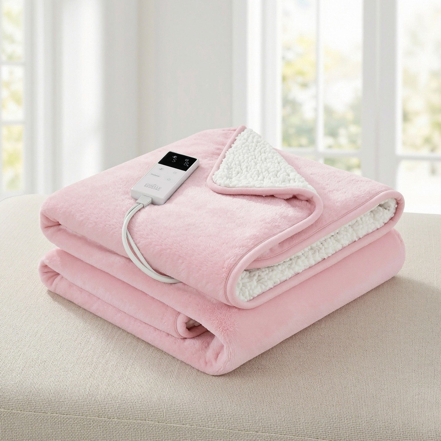 Giselle Electric Throw Rug Dual Side Fleece Flannel Heated Blanket Pink-Home &amp; Garden > Bedding > Blankets &amp; Throws-PEROZ Accessories