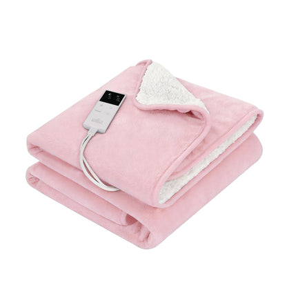 Giselle Electric Throw Rug Dual Side Fleece Flannel Heated Blanket Pink-Home &amp; Garden > Bedding > Blankets &amp; Throws-PEROZ Accessories