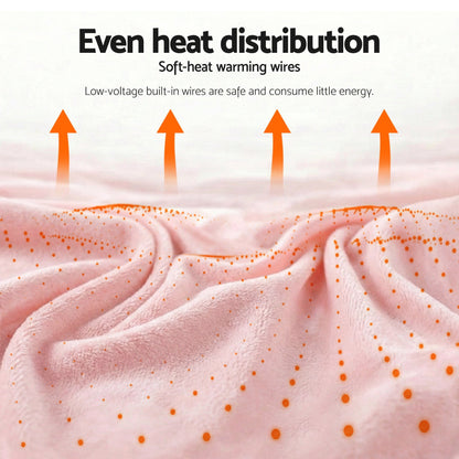 Giselle Electric Throw Rug Dual Side Fleece Flannel Heated Blanket Pink-Home &amp; Garden > Bedding > Blankets &amp; Throws-PEROZ Accessories