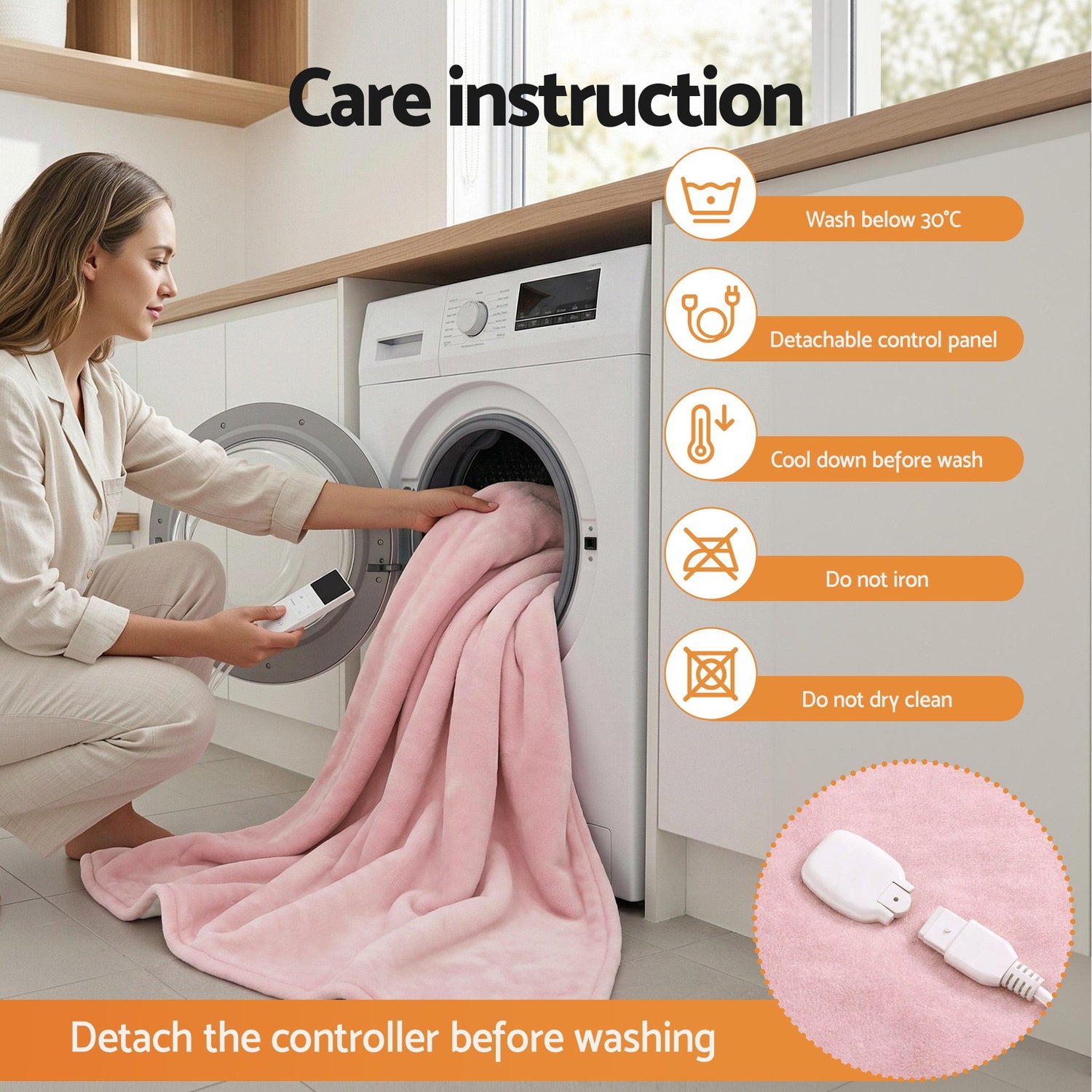 Giselle Electric Throw Rug Dual Side Fleece Flannel Heated Blanket Pink-Home &amp; Garden > Bedding > Blankets &amp; Throws-PEROZ Accessories