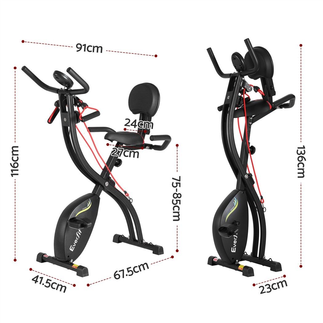 Everfit Folding Exercise Bike Magnetic X-Bike Indoor Cycling Resistance Rope-Sports &amp; Fitness > Exercise, Gym &amp; Fitness > Exercise Bikes-PEROZ Accessories