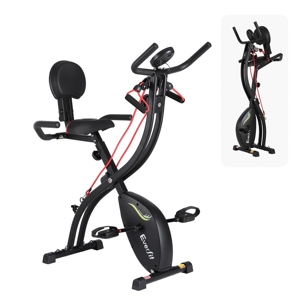 Everfit Folding Exercise Bike Magnetic X-Bike Indoor Cycling Resistance Rope-Sports &amp; Fitness > Exercise, Gym &amp; Fitness > Exercise Bikes-PEROZ Accessories