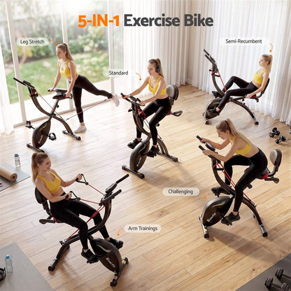 Everfit Folding Exercise Bike Magnetic X-Bike Indoor Cycling Resistance Rope-Sports &amp; Fitness > Exercise, Gym &amp; Fitness > Exercise Bikes-PEROZ Accessories