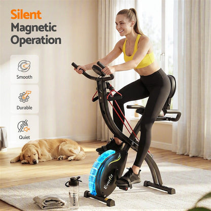 Everfit Folding Exercise Bike Magnetic X-Bike Indoor Cycling Resistance Rope-Sports &amp; Fitness > Exercise, Gym &amp; Fitness > Exercise Bikes-PEROZ Accessories