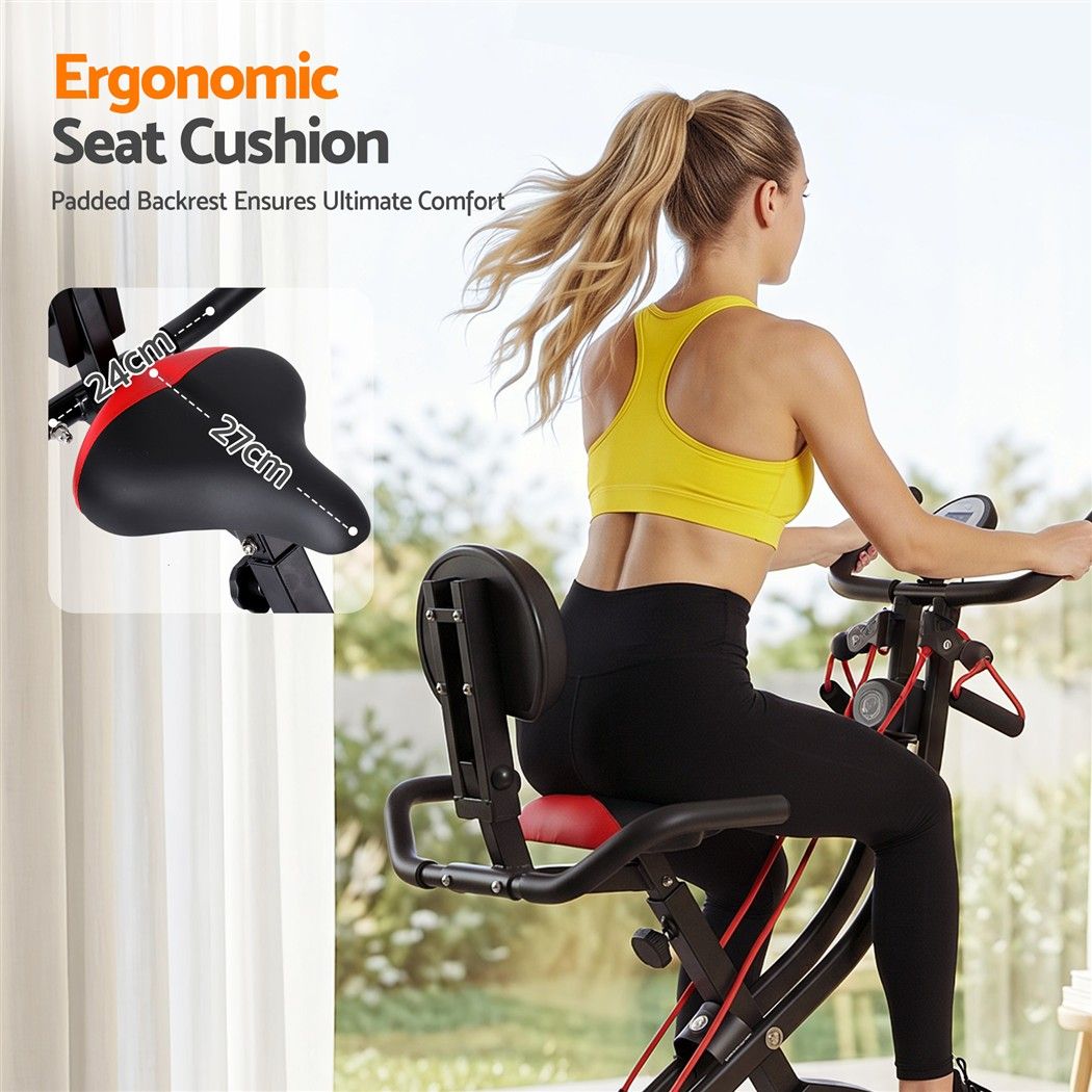 Everfit Folding Exercise Bike Magnetic X-Bike Indoor Cycling Resistance Rope-Sports &amp; Fitness > Exercise, Gym &amp; Fitness > Exercise Bikes-PEROZ Accessories