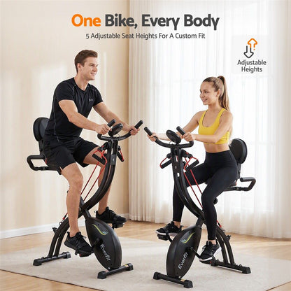 Everfit Folding Exercise Bike Magnetic X-Bike Indoor Cycling Resistance Rope-Sports &amp; Fitness > Exercise, Gym &amp; Fitness > Exercise Bikes-PEROZ Accessories