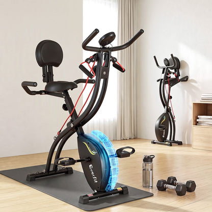 Everfit Folding Exercise Bike Magnetic X-Bike Indoor Cycling Resistance Rope-Sports &amp; Fitness > Exercise, Gym &amp; Fitness > Exercise Bikes-PEROZ Accessories