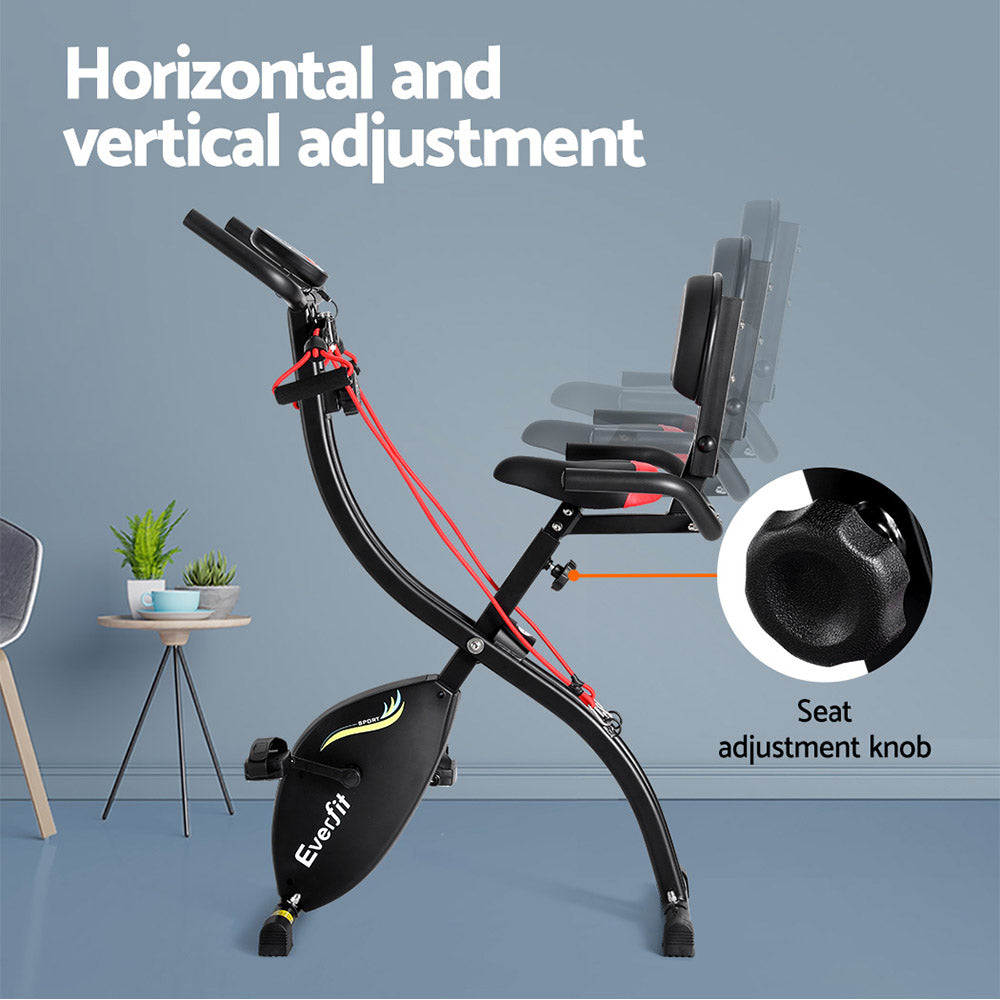 Everfit Folding Exercise Bike Magnetic X-Bike Indoor Cycling Resistance Rope-Sports &amp; Fitness &gt; Exercise, Gym &amp; Fitness &gt; Exercise Bikes-PEROZ Accessories