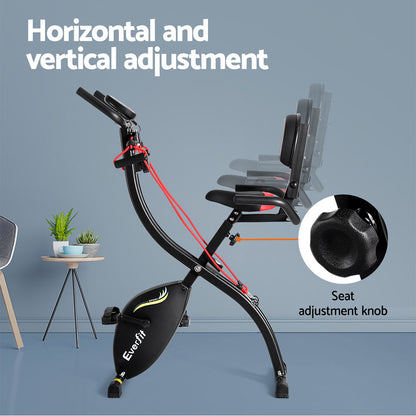 Everfit Folding Exercise Bike Magnetic X-Bike Indoor Cycling Resistance Rope-Sports &amp; Fitness &gt; Exercise, Gym &amp; Fitness &gt; Exercise Bikes-PEROZ Accessories