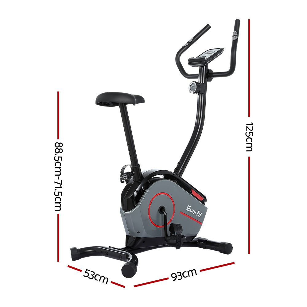 Everfit Magnetic Exercise Bike 8 Levels Upright Bike Fitness Home Gym Cardio-Sports &amp; Fitness &gt; Bikes &amp; Accessories-PEROZ Accessories