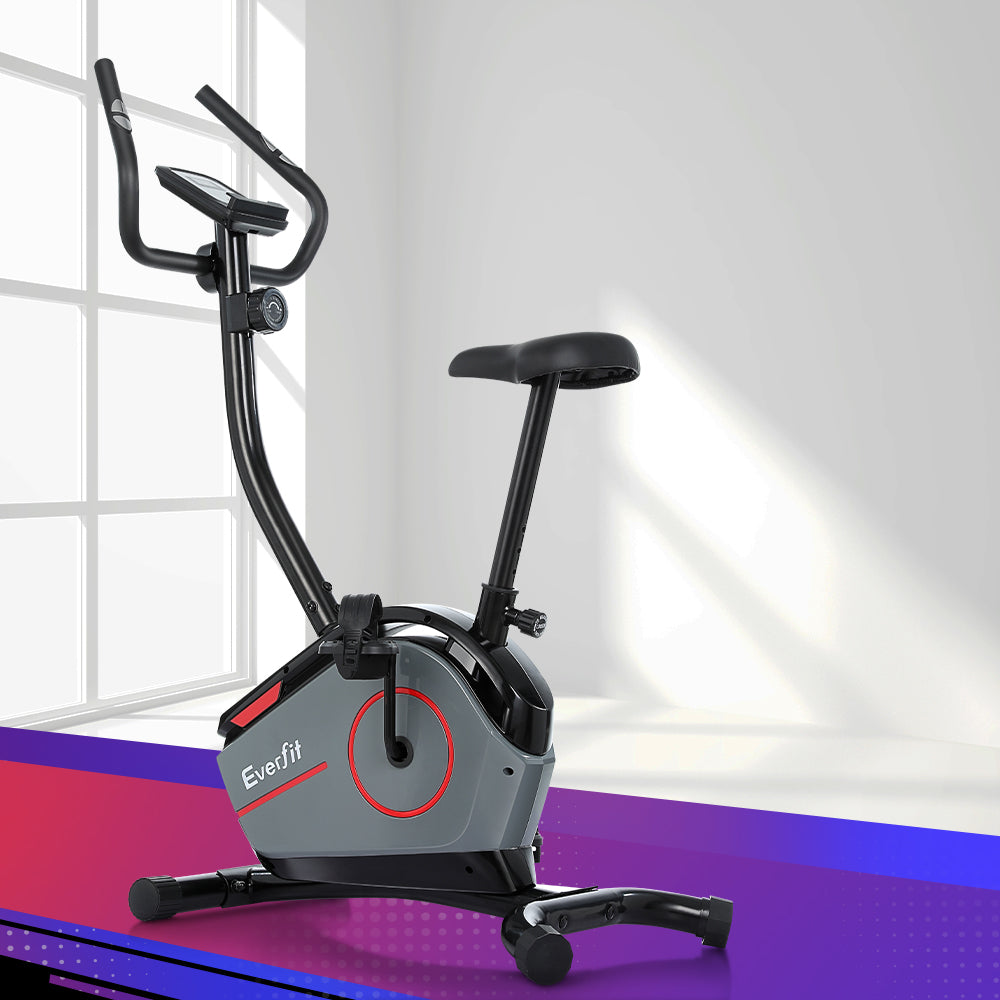 Everfit Magnetic Exercise Bike 8 Levels Upright Bike Fitness Home Gym Cardio-Sports &amp; Fitness &gt; Bikes &amp; Accessories-PEROZ Accessories