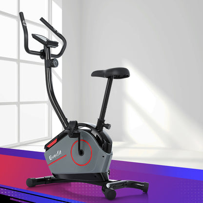 Everfit Magnetic Exercise Bike 8 Levels Upright Bike Fitness Home Gym Cardio-Sports &amp; Fitness &gt; Bikes &amp; Accessories-PEROZ Accessories