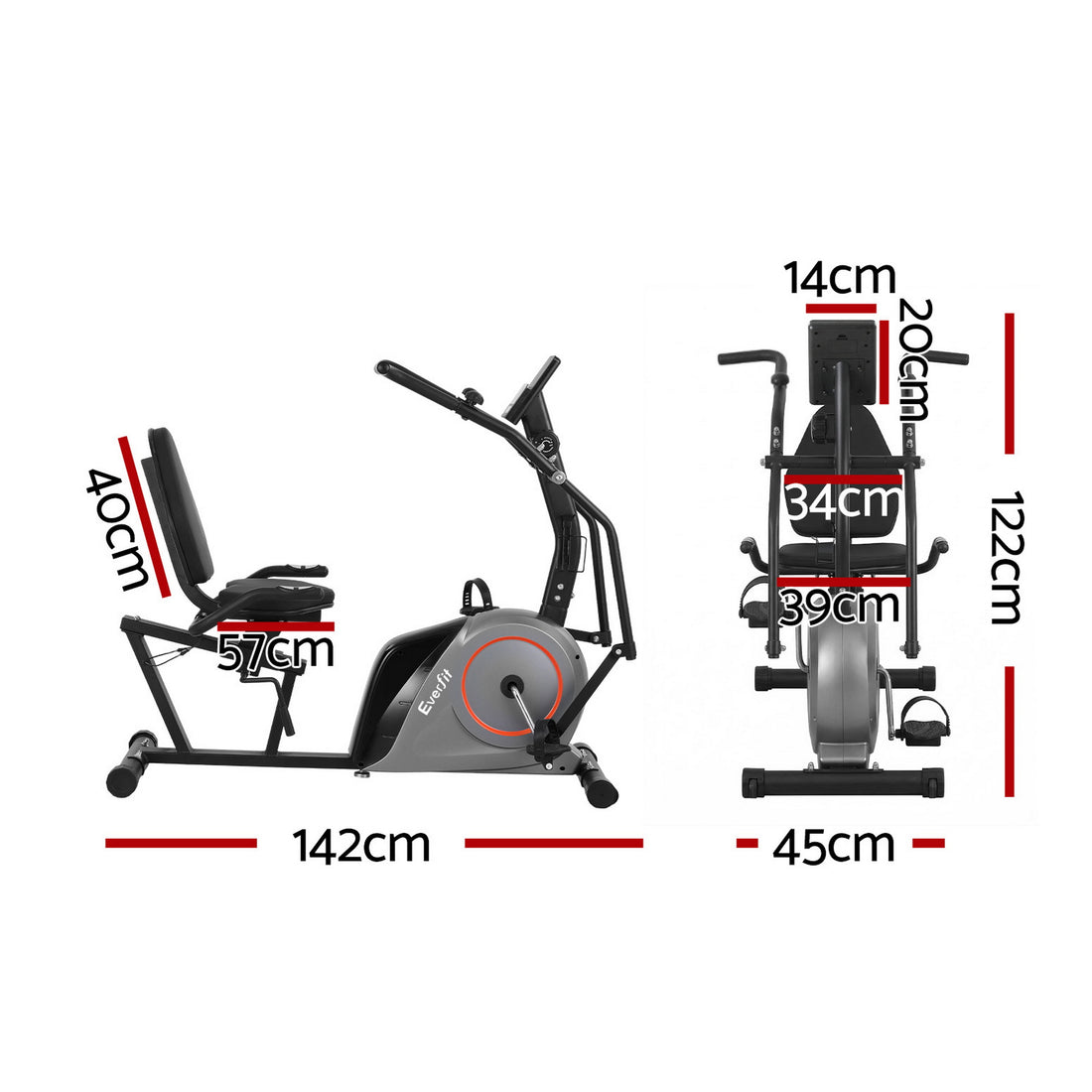 Everfit Exercise Bike Recumbent Cycling Magnetic Bluetooth App Connect Home Gym-Sports &amp; Fitness > Exercise, Gym &amp; Fitness > Exercise Bikes-PEROZ Accessories