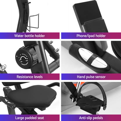 Everfit Exercise Bike Recumbent Cycling Magnetic Bluetooth App Connect Home Gym-Sports &amp; Fitness > Exercise, Gym &amp; Fitness > Exercise Bikes-PEROZ Accessories