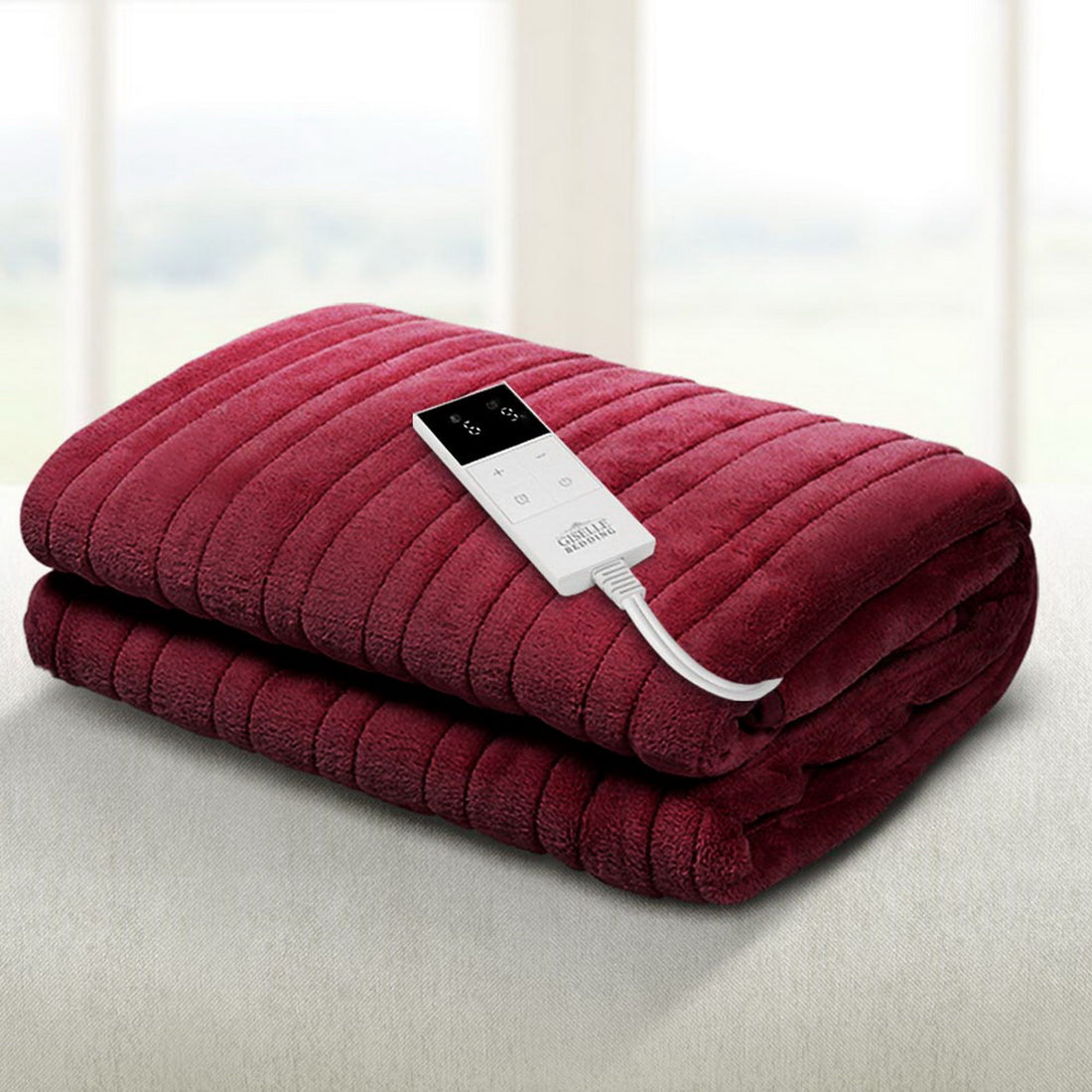 Giselle Electric Throw Rug Heated Blanket Fleece Red-Electric Throw Blanket-PEROZ Accessories